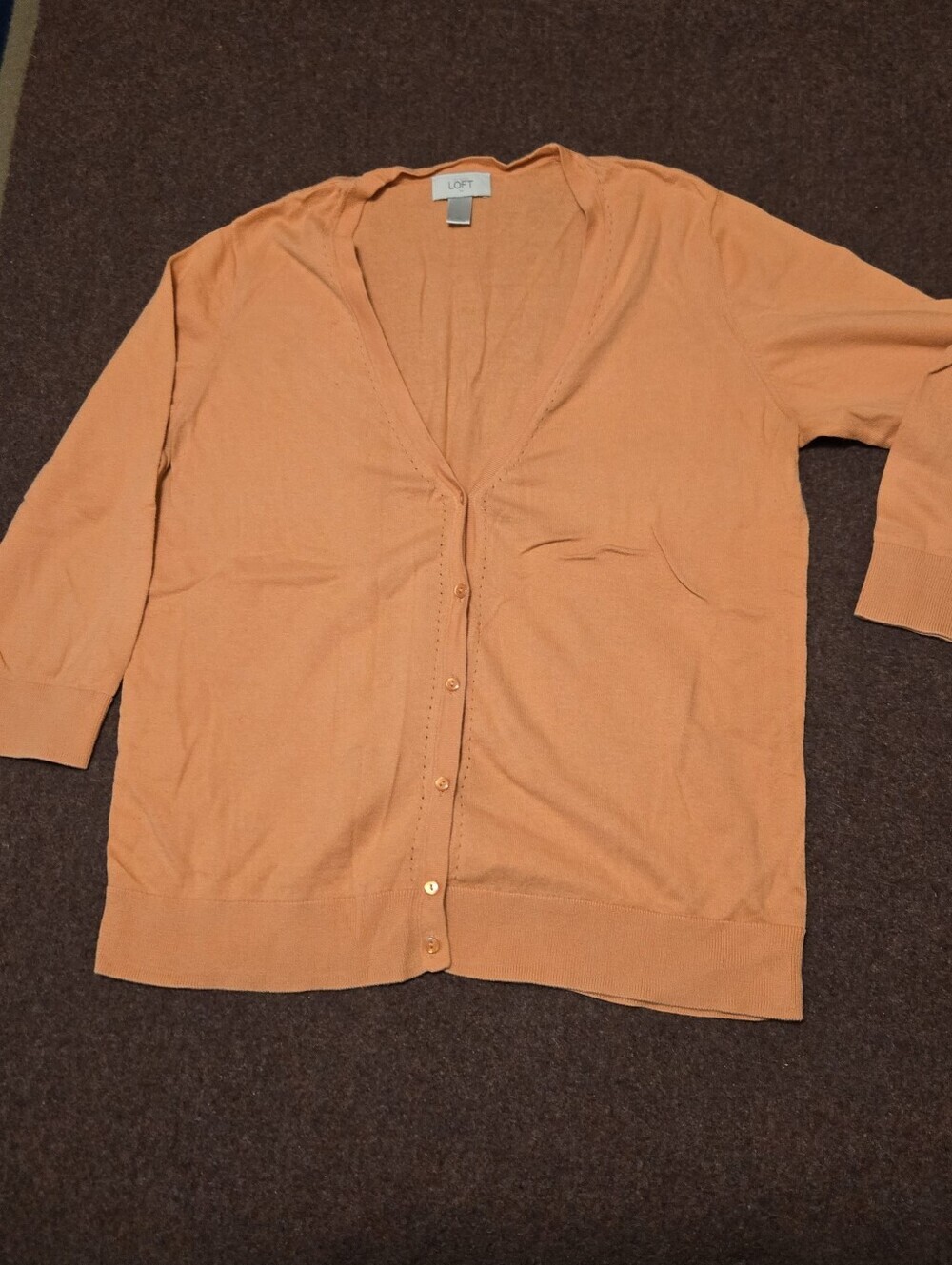 Loft Peach Cardigan 100% Cotton Button Front Soze XL